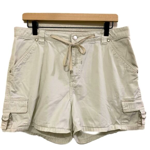 ST JOHNS BAY Cargo Shorts Women’s 12 Tie Waist High Rise 4” Inseam Khaki Tan. - Picture 1 of 11